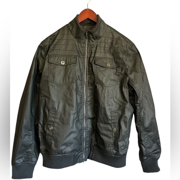 NWOT INC International Concepts Moto‎ Aviator Bomber Jacket Coated Cotton  Large - Picture 1 of 6